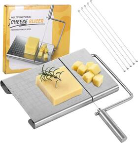 Epicover 753448036338 Cheese Slicer With Wire For Block - Adjustable Stainless Steel Cut