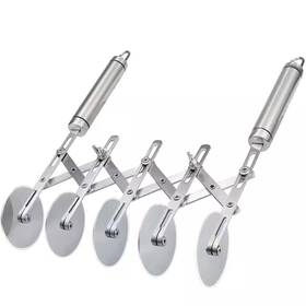 Esepony 744759489043 Stainless Pastry Cutter With 5 Wheel Pizza Slicer And Cookie Knife Divid