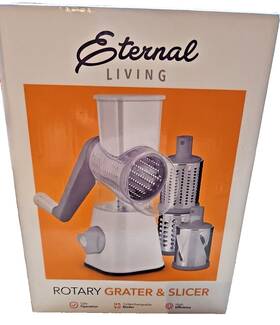 Pg94067 Eternal Living Rotary Grater Shredder Slicer With 3 Blades Safe Brand New In Box