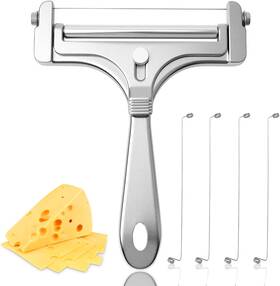 244232-fpus Fampery Stainless Steel Wire Cheese Slicer With 4 Extra Wires Adjustable Thickness