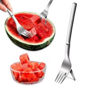 Fantexy 757611376375 Watermelon Fork Slicer Cutter 2-in-1 Tool Stainless
