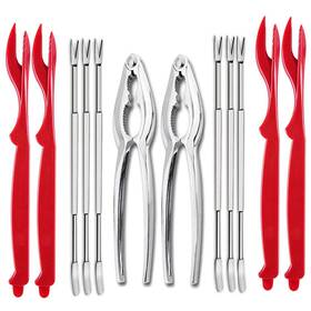 Fanyity 791270194062 12 Pcs Crab Leg Crackers And Tools Set Including 2 4 Red