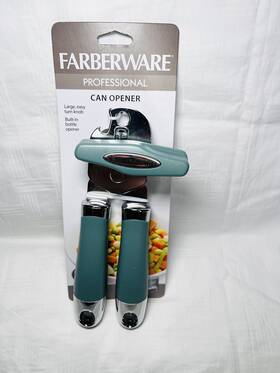 Farberware 024131482726 Manual Can Opener With Bottle Stainless Steel 8.3 Inch Aqua