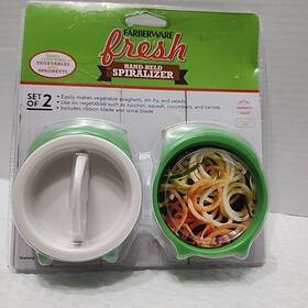 615a4 Farberware Fresh Hand Held Spiralizer-set Of 2 Green And White New Veggies