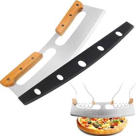 Fat-cattie 755205354150 14 In Pizza Cutter Rocker Blade Sharp Stainless Steel Knife Slic