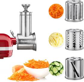 Favorkit 445049687608 Big Slicer Shredder Attachment For Kitchenaid Mixers Stainless Steel Cheese Gra