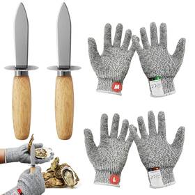 Fottaqqan 743636684045 6pcs Oyster Shucking Knife Gloves Set2pcs Stainless Steel Knives With