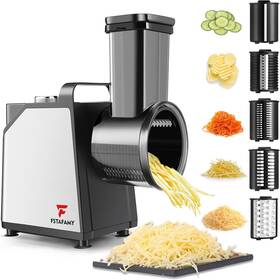 Jt-vs2 Fstafamy Electric Cheese Grater And Vegetable Slicer 250w 5-in-1 Black Silver