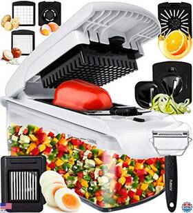 B07wbxrbmn Fullstar 9-in-1 Vegetable Chopper And Spiralizer With Container - Kitchen Gadgets White