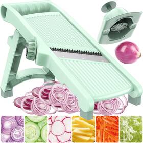 Fn03-m-01 Funtofun 5-in-1 Adjustable Mandoline Slicer With Stainless Steel Blades And Safety Hand Gua
