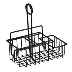 3-compartment G.e.t. Enterprises 4-31698 Black Powder Coated Caddy With Menu Holder