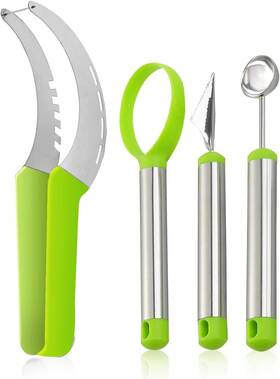 Gayisic 782902218416 4 Pcs Watermelon Slicer Cutter Carving Tools Knife Kit Stainless Steel