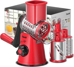 Eu-336ar1 Gdl Geedel Rotary Cheese Grater And Mandoline Slicer With 3 Blades Easy Clean