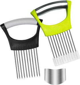 Genpepado 313110149164 Stainless Steel Onion Slicer Holder And Finger Guards For Cutting - Food