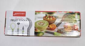 21405 Gias Kitchen Stainless Steel Fruit Tools 4 Piece Set Slicer Kit Neon Green