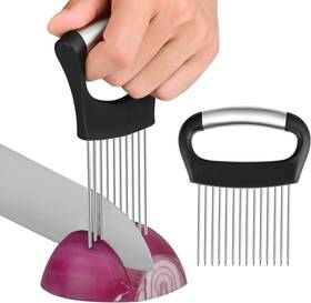 Girla 744110206388 2 Pcs Onion Holder For Slicing - Stainless Steel Vegetable And Fruit Cutter Chopp