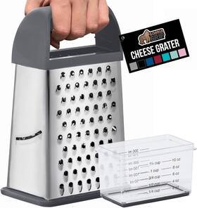 Gorilla Grip 840029651179 4-sided 100% Bpa-free Cheese Grater With 9.2 Inch X 5 Gray