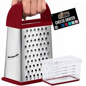 Gorilla Grip 840029651186 4-sided 100% Bpa-free Cheese Grater With 9.2 Inch X 5 Red