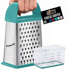 Gorilla Grip 840029651193 4-sided 100% Bpa-free Cheese Grater With 9.2 Inch X 5 Turquoise