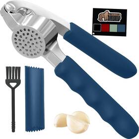 Gorilla Grip 840316715034 Garlic Press And Peel Set Heavy Duty Mincer Tool Easily Blue