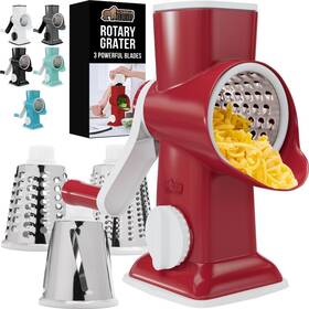 Gorilla Grip 840316718196 Bpa-free Rotary Cheese Grater Hand Crank Easy To Set Up Red