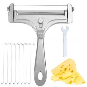 1058677 Gosknor Stainless Steel Wire Cheese Slicer Handheld Cutter With 8 Replacement Wi
