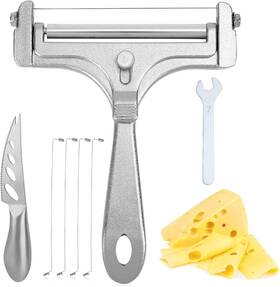 E58178 Gosknor 7pcs Cheese Slicer Kit Durable Stainless Steel Wire Cutter M Silver