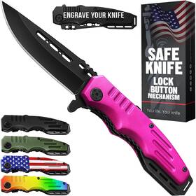 6681-p Grand Way Safety Lock Pocket Knife For Women - Spring Assisted Cute Knives Self