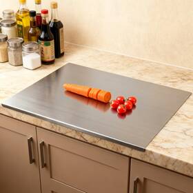 Gvuhr 635393240131 304 Stainless Steel Cutting Board For Kitchen- Large L-shaped Bread Dou