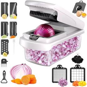 Hr1224 Gyh&gxr 15-in-1 7 Blade Veggie Chopper Multifunctional Vegetable White/black