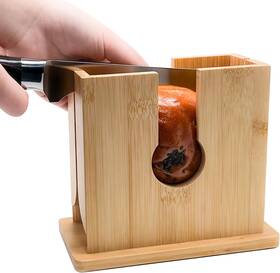 Hy1421 Hannya Bagel Slicer Cutter Holder Bamboo Brown