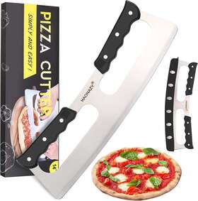 Pcr-hs14 Haonazy Sharp Pizza Cutter Stainless Steel Rocker Blade Knife Plastic Handle And Cover 14 Inch