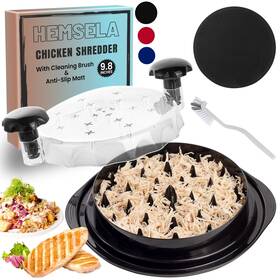 Blk01 Hemsela Chicken Shredder Tool Twist Large 9.8 Inch With Visible Lid And Cleaning Brush Mea