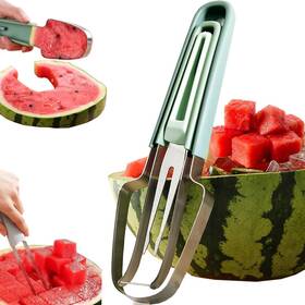 106-fruit Hendiy Watermelon Cutter 3-in-1 Slicer Tool Stainless Steel Fruit Fork Popsicle Set
