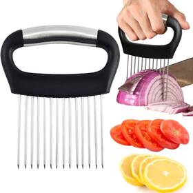 Hendiy 313043650607 Onion Slicer Holder Tomato Large Stainless Steel Cutter Vegetable