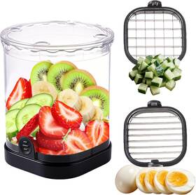 Hendiy 705353948848 2-in-1 Fruit Slicer Cup Stainless Steel Strawberry Dicer With Lid