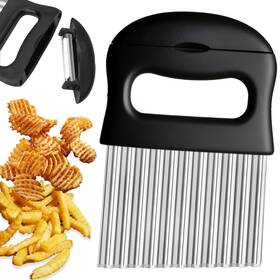Hendiy 719645689388 Crinkle Cutter Waffle Fry Stainless Steel French Slicer Potato Cu