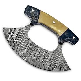 Hive Blades 729927838809 Ulu Pizza Rocker Knife With Sheath Wood Handle For Slicing And Camping