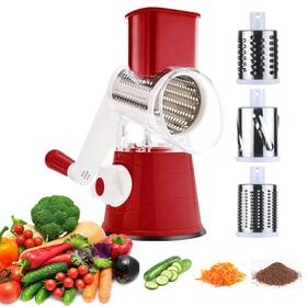Hmgf Wood 792288057226 3rd Generation Rotary Cheese Grater Mandoline Vegetable 4.72 3.54 9.5 Red