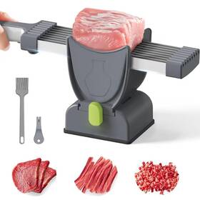 Hoeia 716921597108 Fresh Meat Slicer 17-in-1 Stainless Steel Manual With Thickness O