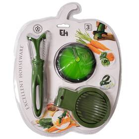 U246-170450760green-kw Home And Holiday Shops Green Kitchen Tools Set Of 3 Peeler Egg Cutter Spiralizer New