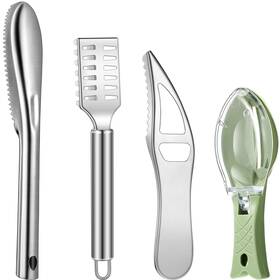 Honoson 717829209946 4 Pieces Stainless Steel Fish Scale Remover Cleaner Kitchen Scaler Fi