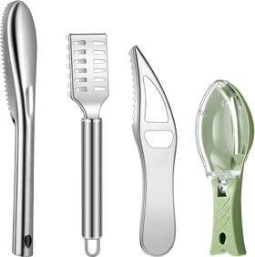 Honoson 744759772992 4 Pieces Stainless Steel Fish Scale Remover Cleaner Kitchen Scaler Ski