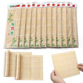 Wl-hoolerry-3910 Hoolerry 12 Pcs Sushi Mat Bulk Bamboo Making Roller Non Stick Square Rolling