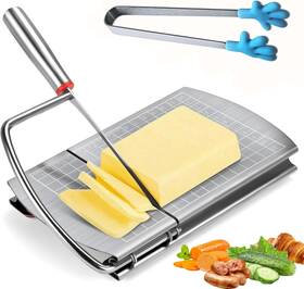Slicer01 Hunigir Cheese Slicer Board With Tweezer Multipurpose Stainless Steel Sliver