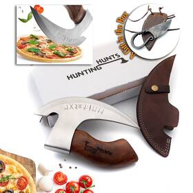 Hh-hk-001 Hunting Hunts Handmade Viking Pizza Cutter With Rosewood Handle - Super Sharp Carbon Steel