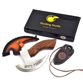 Hk-01 Hunting Hunts Handmade Viking Pizza Cutter Axe With Leather Sheath Carbon Steel Slicer