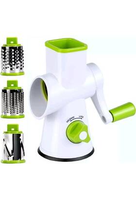 Igooo 414892212793 Rotary Cheese Grater Round Vegetable Mandoline Slicer With 3 Drum Stainless Stee