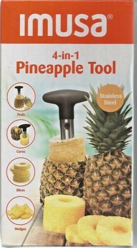 Imusa 042887738676 Stainless Steel Pineapple Cutting Tool 4 In 1 Peels Cores Slices Wedges