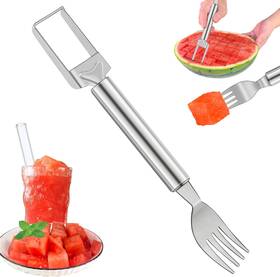 Iokuki 705353498206 2-in-1 Watermelon Slicer And Fork Stainless Steel Fruit Cutter Tool For Watermel